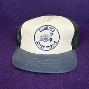 Vintage Snapback Trucker Hat Geoge’s Super Thrift Blue White